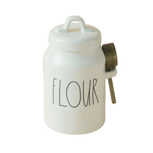 Rae Dunn FLOUR Canister with Airtight Lid and Wooden Scoop
